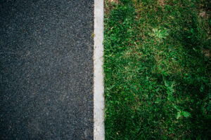 border between tarmac and grass